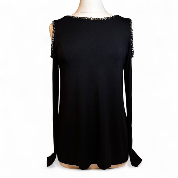 Bailey 44 | NWOT | Black Cold Shoulder Chain Detail Top | L - Picture 9 of 9
